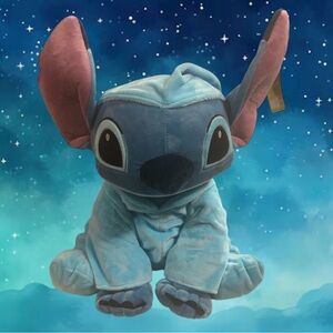 Disney Stitch Bedtime Stuffed Animal 15" Night Shirt Night Cap Hat NWT